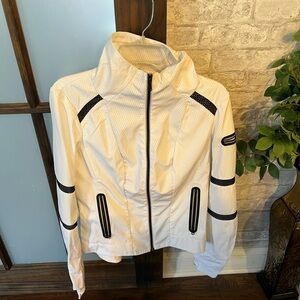 Blanc Noir White Bomber Jacket with Black Details size Large